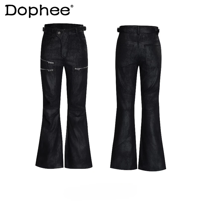 

Men's 2026 Spring New Fashion Multi-Zipper Decoration Denim Trousers Slimming Pleated Straight-Leg Jeans Handsome Denim Pants