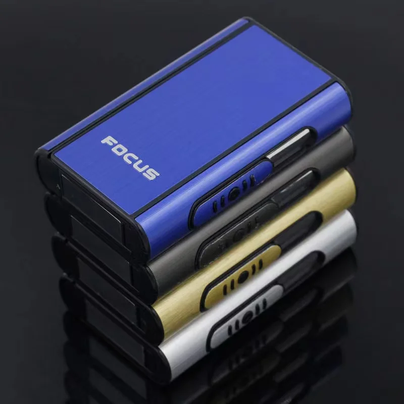FOCUS Ejection Bracket Men's Small Tool Windproof Aluminum Alloy Cigarette Box Creative and Fashionable Automatic Cigarette Box