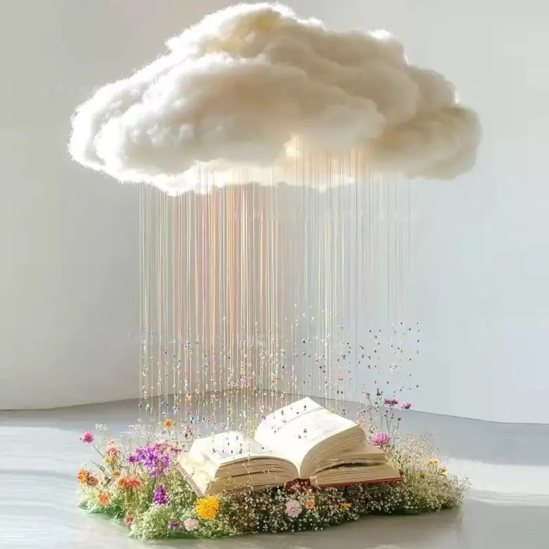 clock in clouds decorative landscape white rose books books floral landscaping beautiful Chen decorative flower set