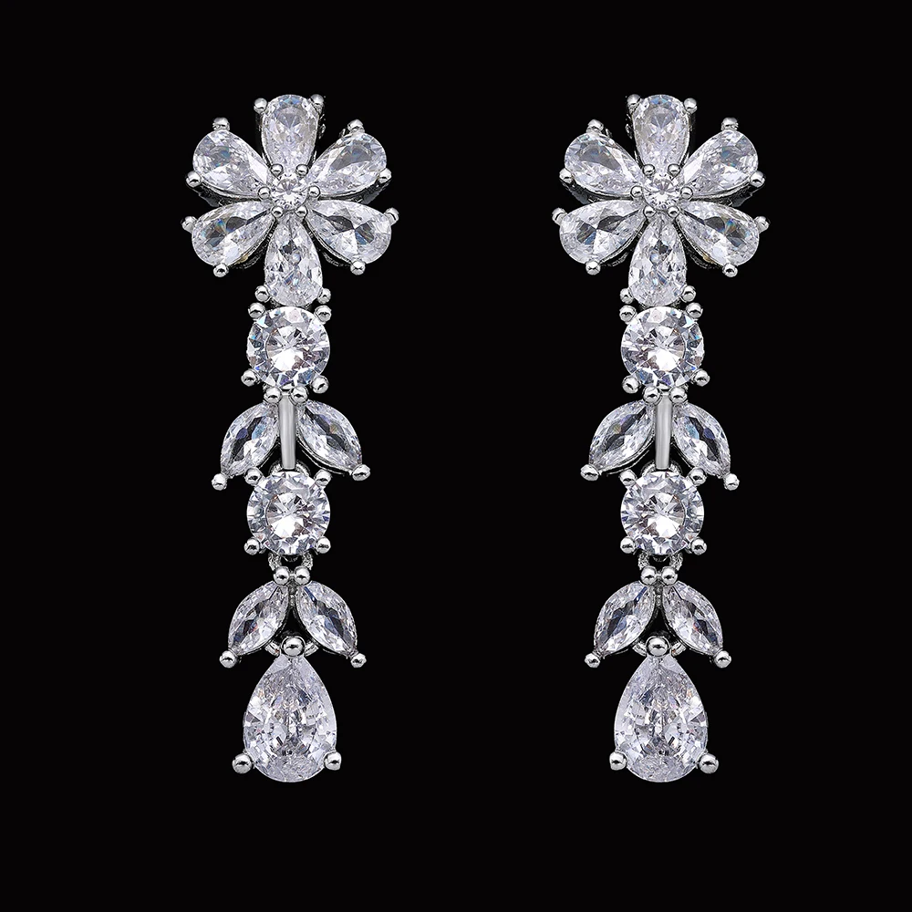 

4-piece bridal zircon complete jewelry set, suitable for women's parties, luxurious Dubai Nigeria CZ crystal wedding necklace se