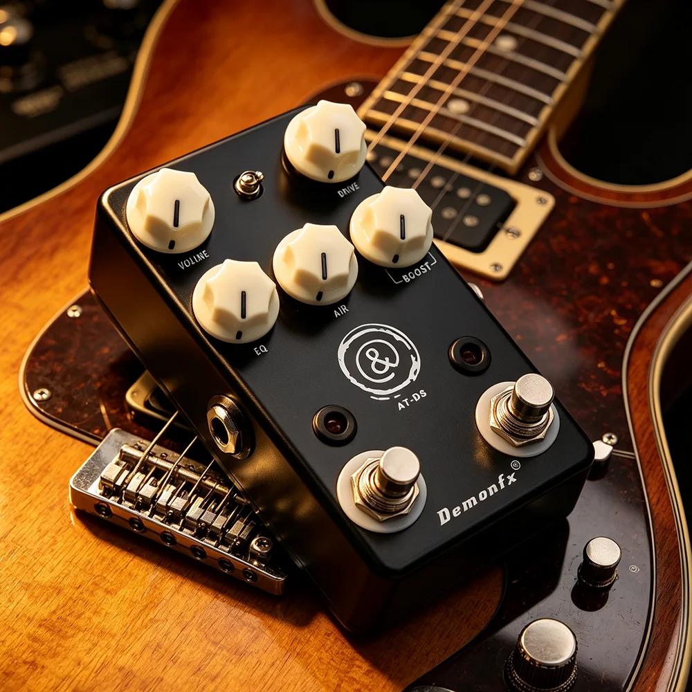 Demonfx Guitar Effect Pedal AT-DS Black Overdrive Effect With Volume, EQ, Drive, Air, Boost Knobs and a Three-way Toggle