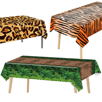Animal Safari Tablecloth Forest Path Tablecloth Jungle Animal Zoo Theme Party TableCloth Leopard Tiger for Birthday Decorations