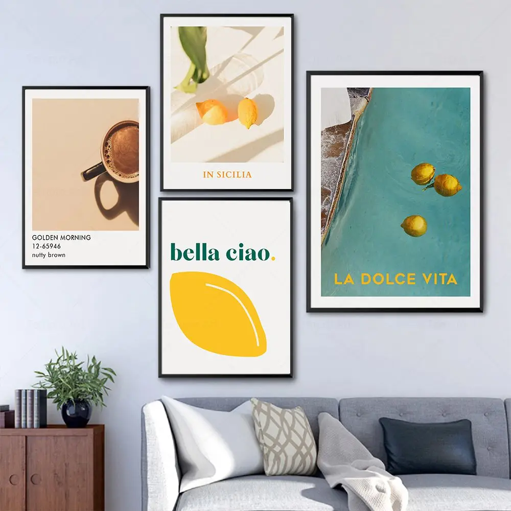 La Dolce Vita Art Print In Sicilia Lemon Wall Art Poster Italian Vintage Photography Canvas Painting Living Room Decor Pictures