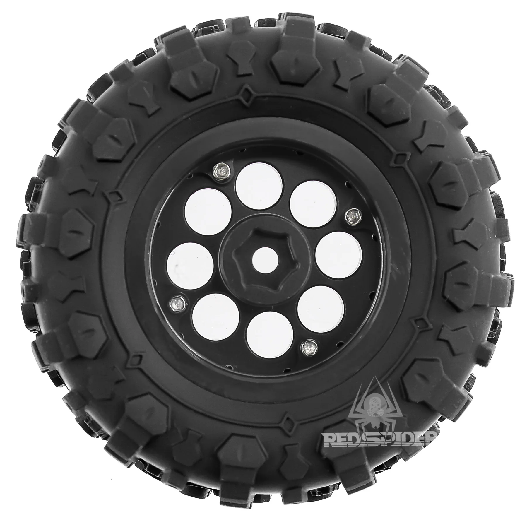 Conjunto de pneus de borracha e rodas de metal de 1,3 polegadas para crawler 1/18 TRX4M SCX24 FMS, 4 peças de pele de pneu atualizada com aro de roda para Rock C