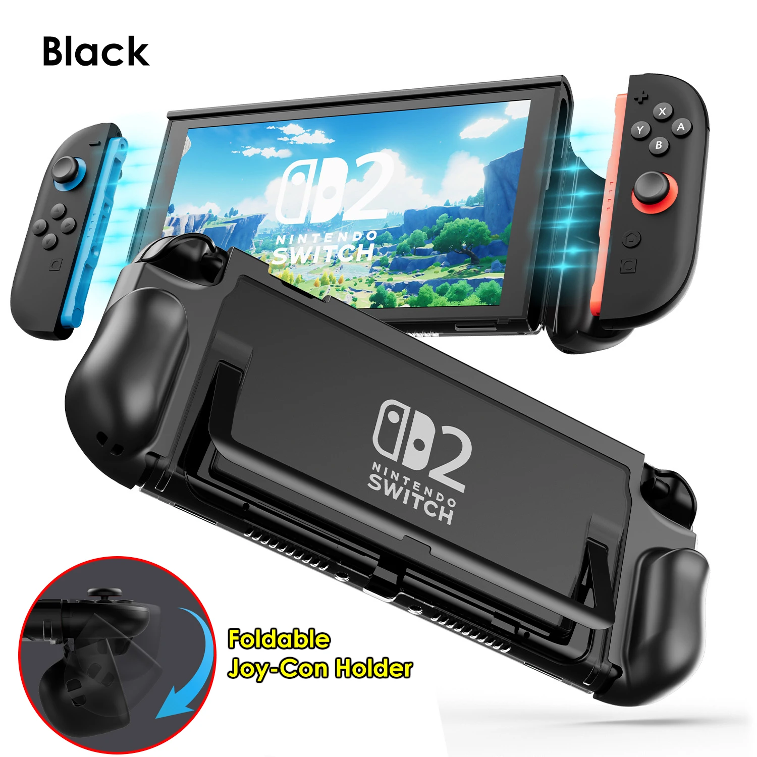 Schutzhülle für Switch 2 (2025), NS 2, TPU-Schutzhülle, kratzfest, stoßdämpfend, ergonomisches Griffdesign für NS2 – Detail 22
