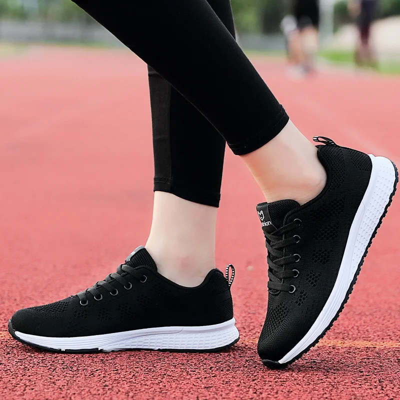 

2023 Women Shoes Summer Mesh Breathable Sport Outdoor Women's Sneakers Running Flat Black Zapatillas De Mujer Tenis Feminino