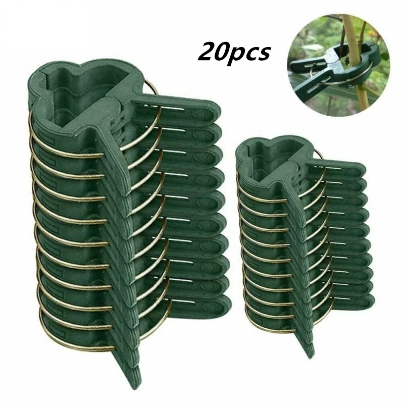 

NEW 20pcs S/L size Plant Support Clips With zinc Reusable clamps For Plants Hanging Vine Garden Greenhouse Vegetables Tomatoes