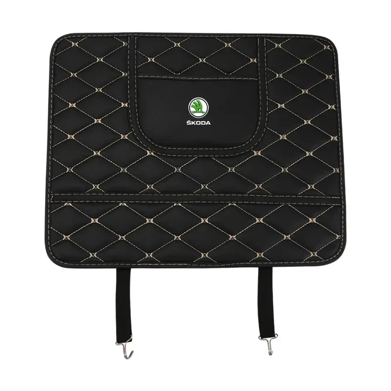 For Skoda Logo Octavia 2 A7 Tour RS Fabia 2 1 Rapid Kodiaq Superb Kamiq Car Anti-Child-Kick Pad Storage Bag Interior Accessories view 2