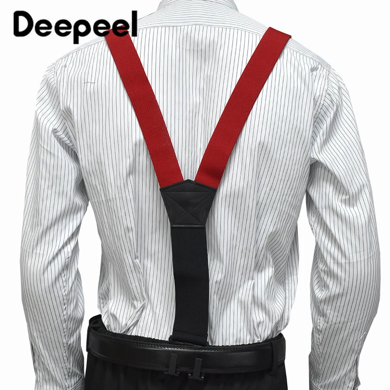 1Pc 3.5*120cm Men's Suspender Adult Elastic Strap Harness Man Braces 3 Clips Plastic Buckles Work Male Jockstrap Accessories