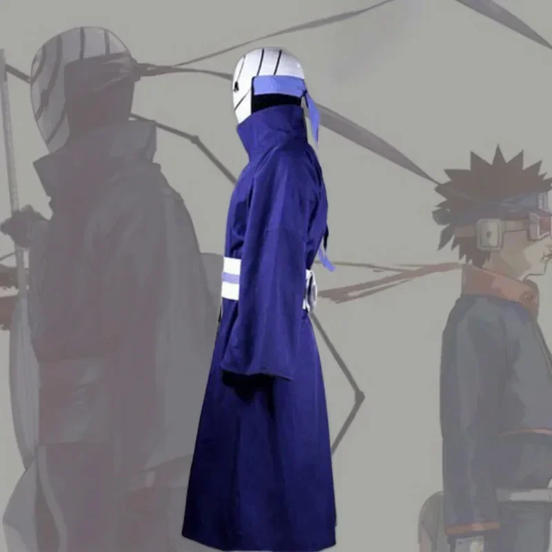 Shippuden Uchiha Obito/Madara Cosplay Costume Halloween Carnival Ninja Battle Suit Blue Kimono No Mask Custom Made