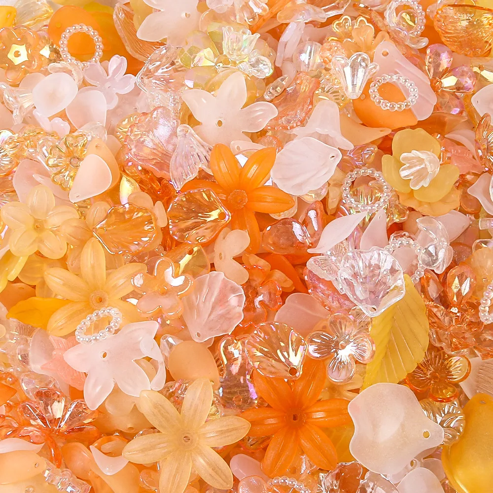 20g/100g Acryl verschiedene Perlen Blume Stern Schmetterling Süßigkeiten Acryl Kawaii Perlen für DIY Schlüsselanhänger Armbänder Schmuckherstellung DIY