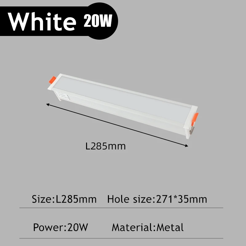 Nieuwe LED lijn Downlight Verzonken Rechthoek Grille Plafondlamp 10W 20W 30W AC85 ~ 265V LED Spot Light Voor Thuis Winkel Decor Living