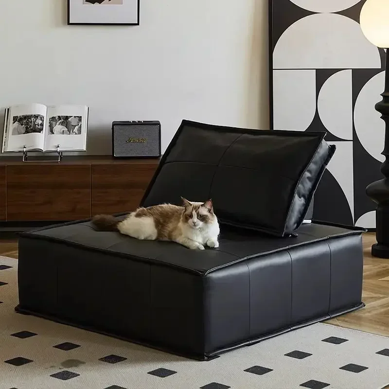 أريكة جلدية إيطالية حديثة مسند ظهر مرتفع جلد بيمونتي أصلي مقعد واحد أريكة وحدات أثاث غرفة المعيشة البسيط #5