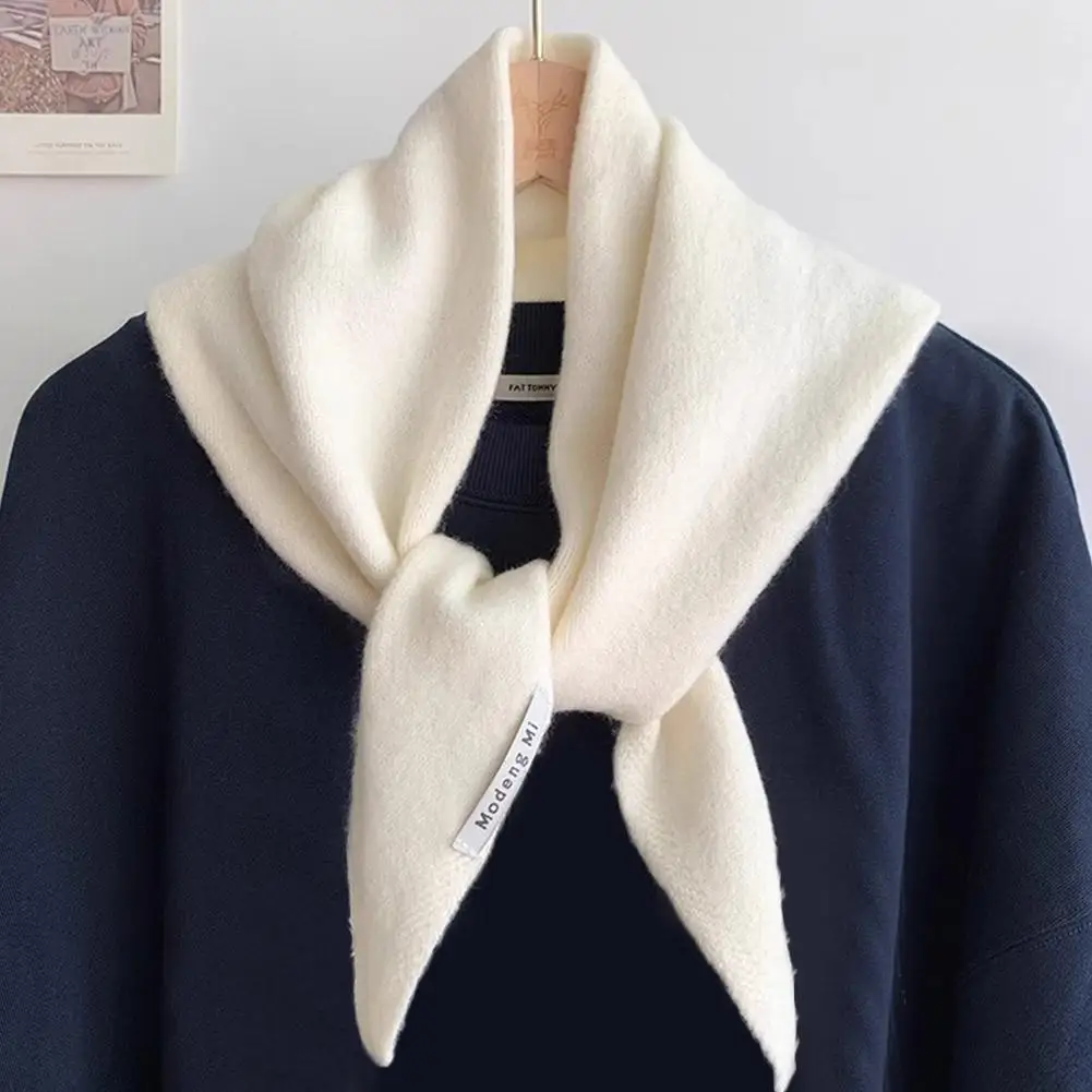 British Korean Style Niche Wool Knitted Triangular Scarf Women Headscarf Knitted Scarf Multi-functional Warm Knitted Scarf