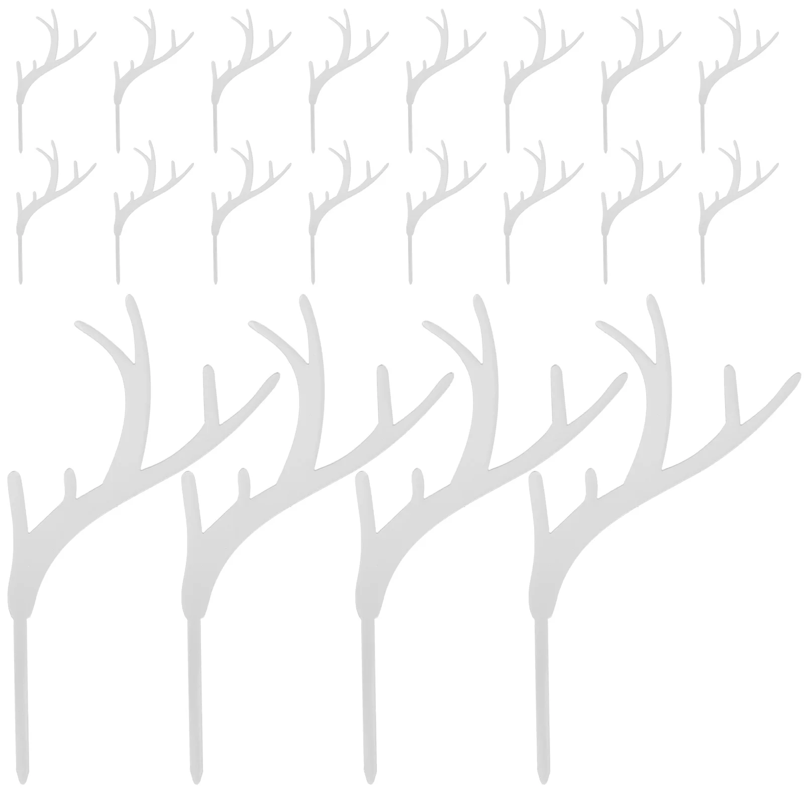

20pcs Acrylic Antler Cake Decoration Silver Birthday Party Supplies Unique Toppers Cupcakes Dessert Fruit Xmas Cake Decor