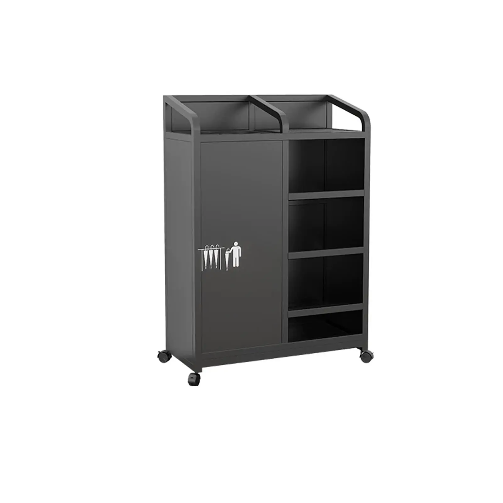Large Commercial movable Metal Umbrella Storage Rack/Holder, with Removable Drip Tray, for 20-80 Long & Short