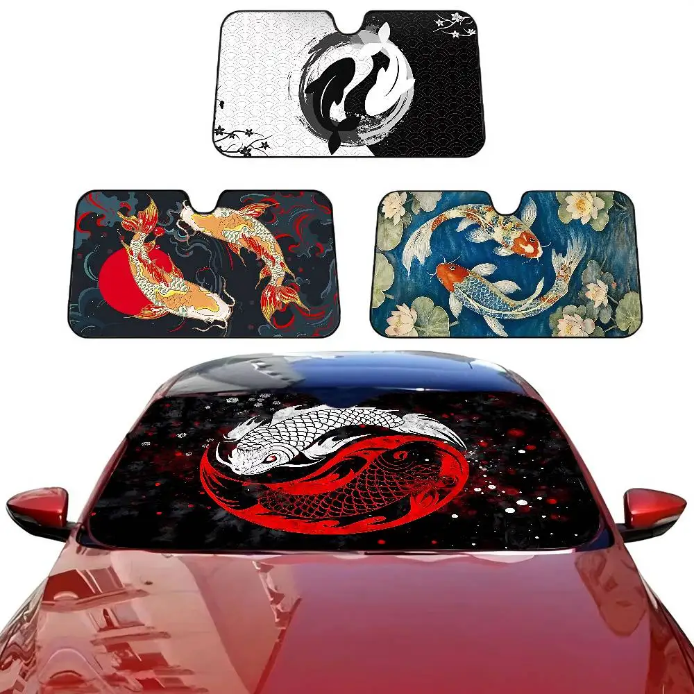 Koi Tai Chi Car Windshield Sunshade Cover Foldable Automotive Sun Shade Visor Window Uv Reflector Cars Keep Car Cool