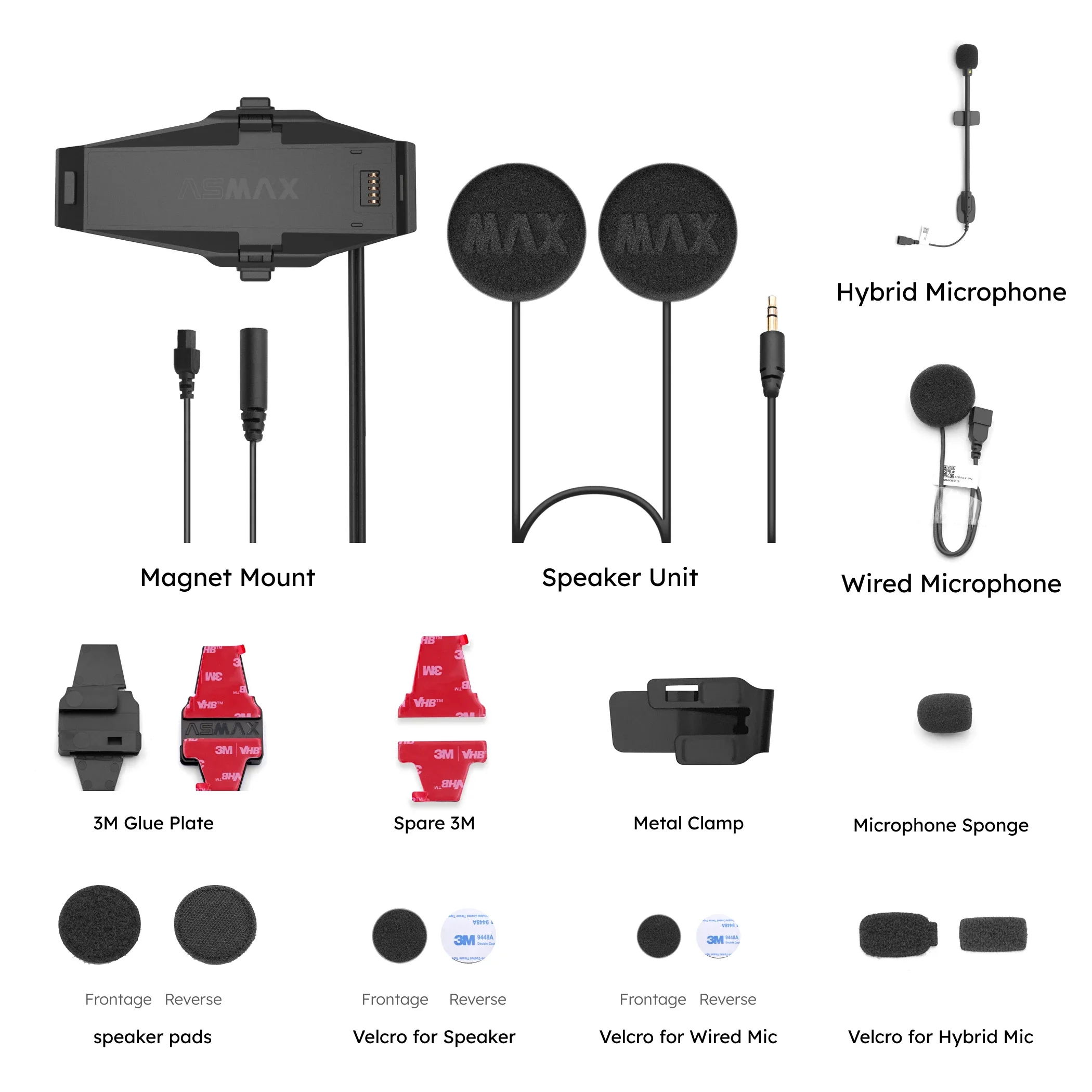 

ASMAX F1 40MM Speaker for Motorcycle Bluetooth Back Clip for F1 Headset Soft Wheat and Hard Wheat