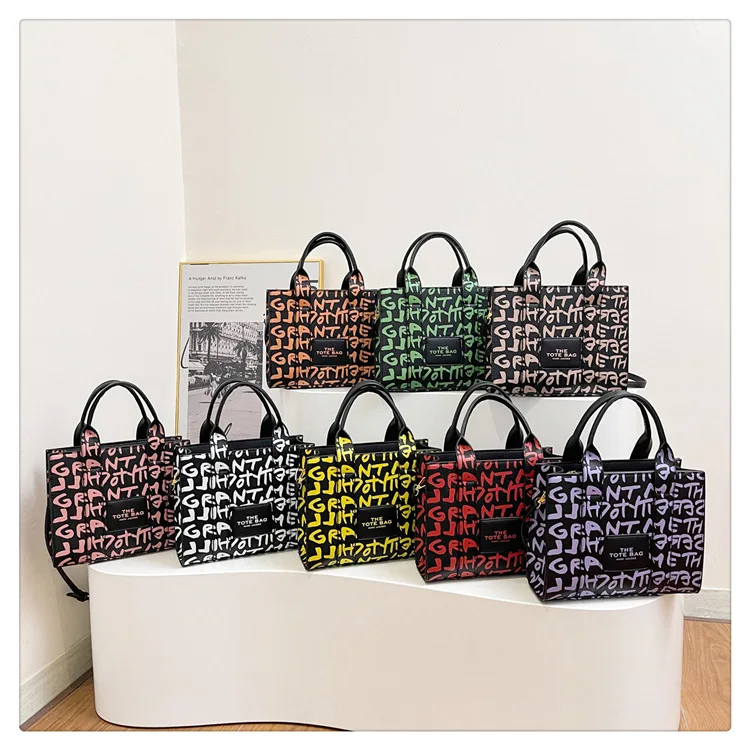 Graffiti Tote Bag Stylish Personality Tote Letter One-shoulder Diagonal Women's Bag Stylish Everything Casual Everyday