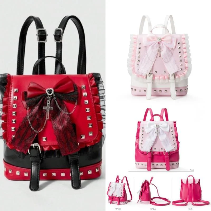 

Bow Cross Backpacks 3D Skeleton Dark Punk Shoulder Diagonal Cross Y2K Gollum Market Detachable Shoulder Strap Women's Handbags