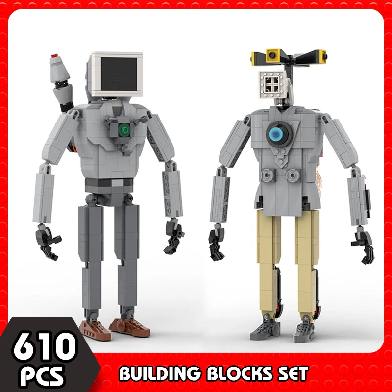 

MOC Game Series Skibidi Toileted Computer Man and Mecha Sirened Building Block Assembly Model Camerman Monster Brick Toy Gift