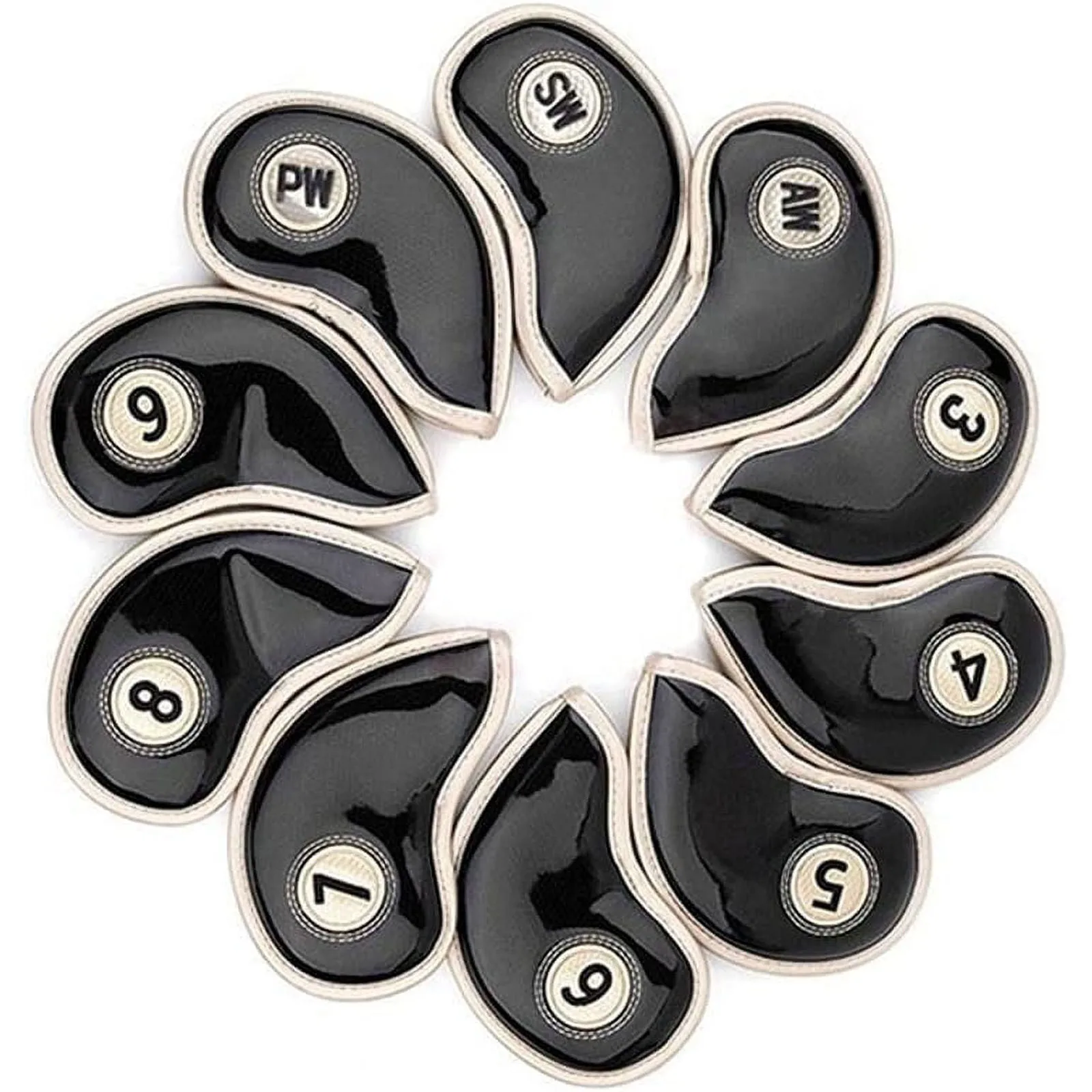 

Golf Iron Covers Crystal PU Leather Headcovers Golf Club Head Cover with V- Closure Protectors Fit Most Golf Brands Irons Heads