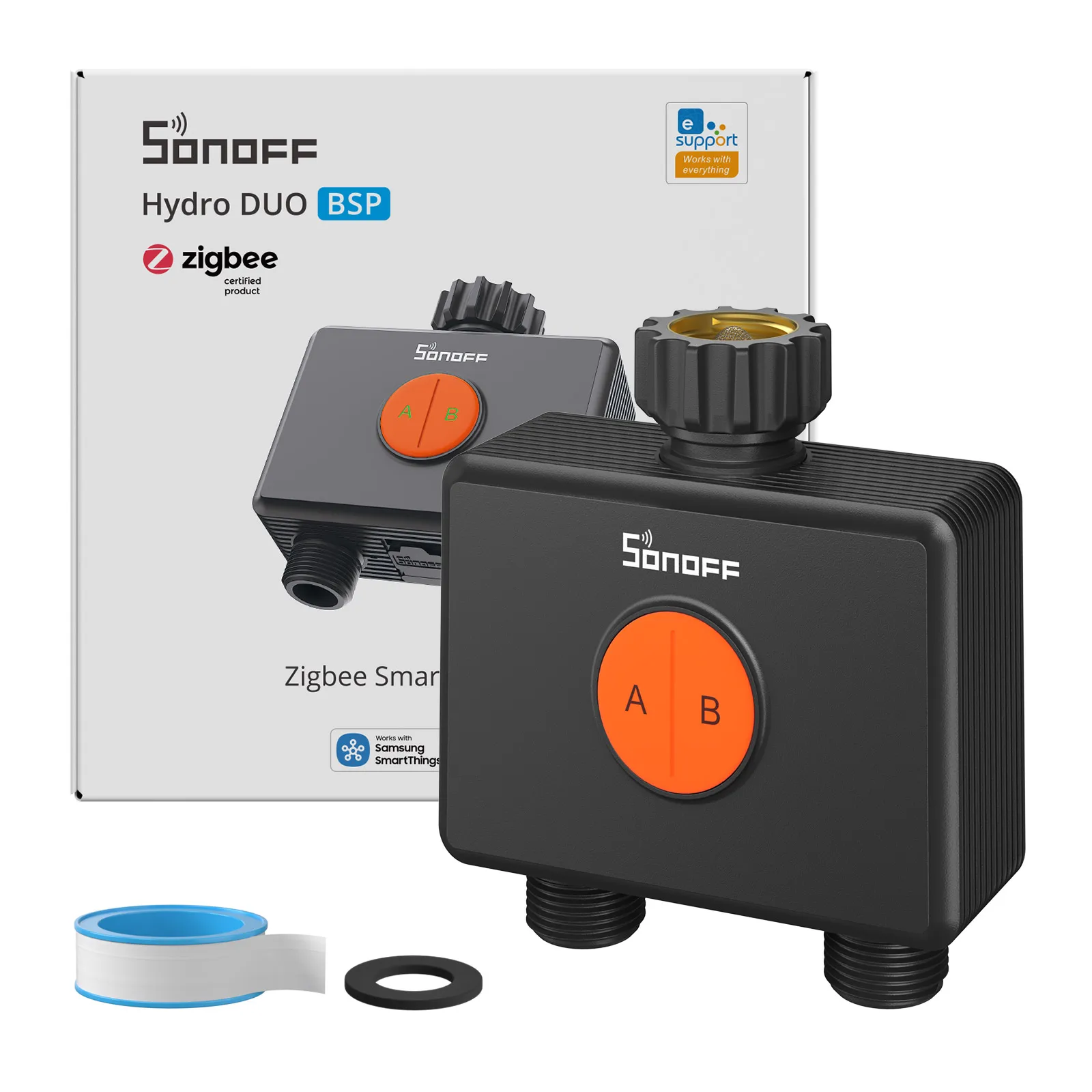 SONOFF Garden Watering Timers 2 Outlet Sprinkler Hydro DUO Dual-Channel Zigbee Smart Water Valve With Flow Meter SWV-ZF2E image 3
