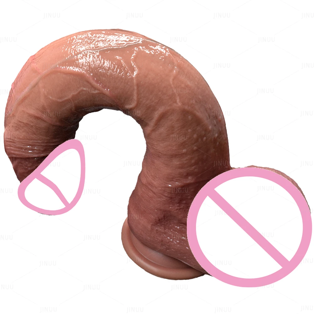 Realistic Veins Soft Thick Dildo Masturbators Big Cock Double Silicone Long Flesh Penis Woman Man Anal Sex Toy Suction Cup Dick view 2