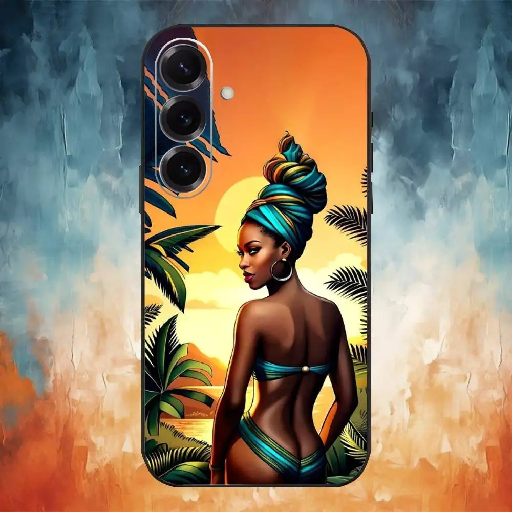 Afrikaanse kunst telefoonhoesje voor Samsung Galaxy A73,A72,A71,A70,A53,A52,A51,anderen zachte zwarte schaal