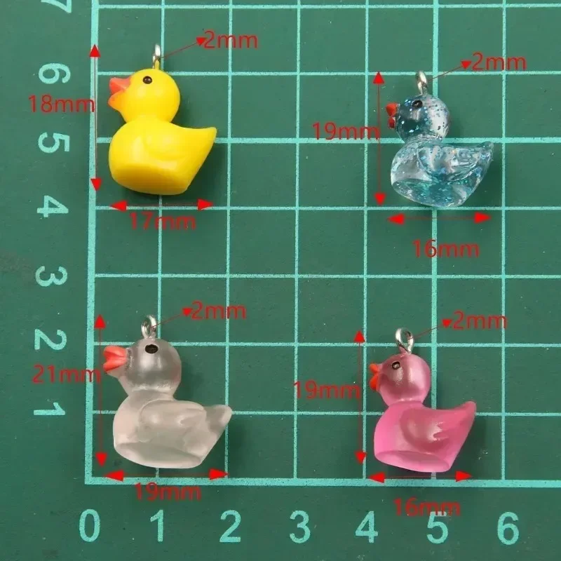 10Pcs Flatback Vivid Cartoon Duck Resin Charms Assorted Sizes & Colors Animal Craft Findings For DIY Jewelry Accessories