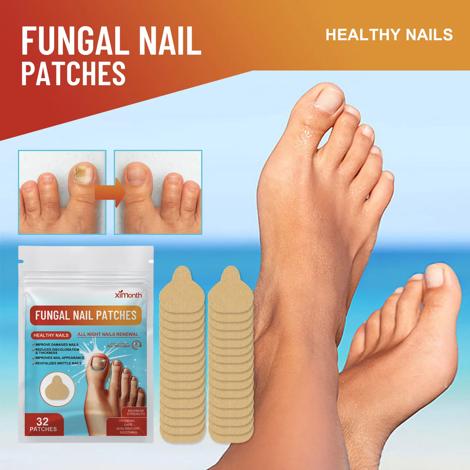 Ximonth Nail Fungus Patch Improve The Look Of Discolored Brittle Nails Nourish Nail Surface Repair Ingrown Correction Damaged