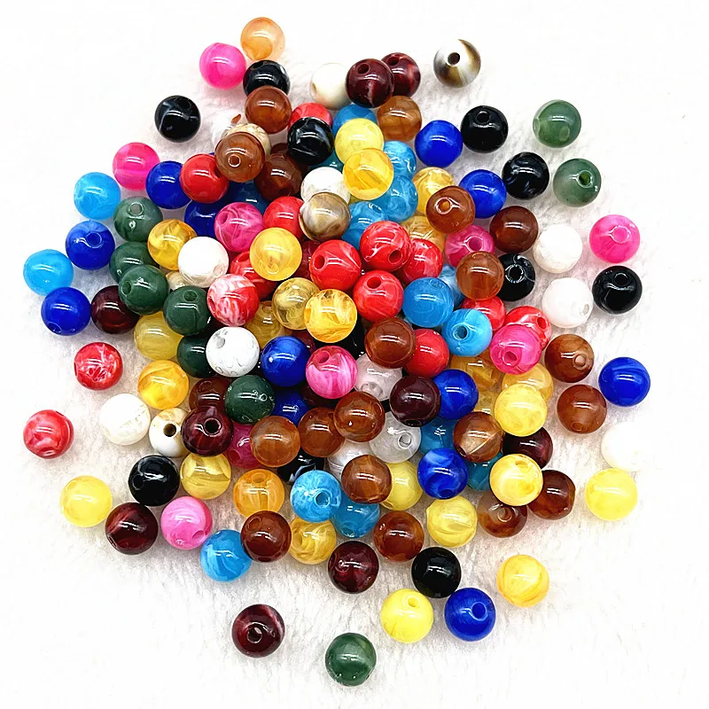 50pcs 8mm Round Acrylic Beads Spacer Loose Beads for Jewelry Making DIY Handmade Bracelet Accessories