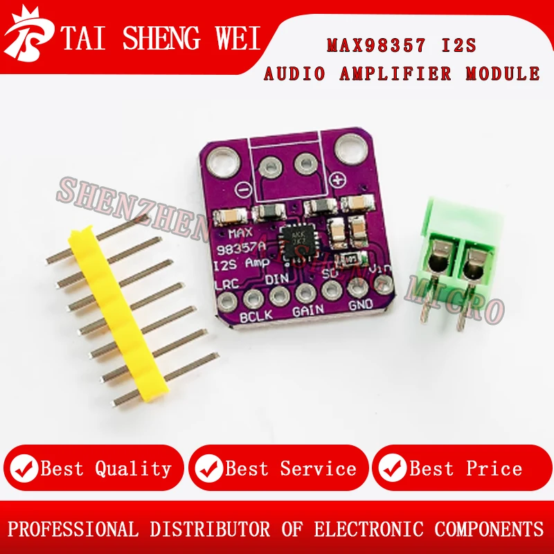 1PCS New MAX98357 I2S 3W Class D Amplifier Breakout DAC Decoder Module Filterless Audio Board for Raspberry Pi ESP32 Max98357