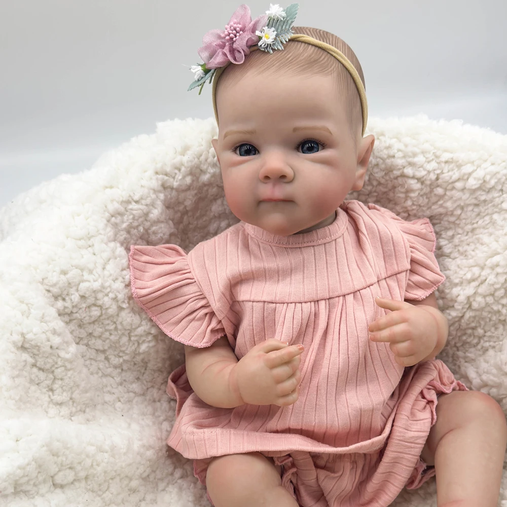 Baby Reborn Girl 45cm Full Body Silicone Reborn Dolls Like Real Newborn Realistic Toddler with Painted Hair Bebe Doll Toy Gifts