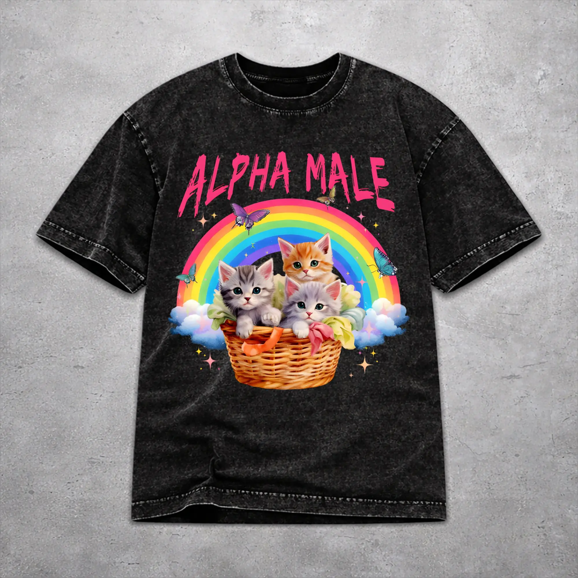 Women Men Alpha Male Cat Kitten Funny  Shirt Graphic Printed Washed Cotton  Fashion T-Shirts
