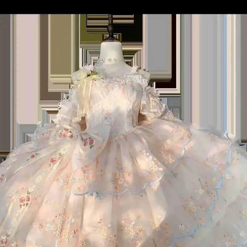 Vestidos de Boda de Princesa con bordado Floral de encaje dulce para mujer, Vestidos de fiesta bonitos para niñas, vestido Retro victoriano de Lolita Jsk japonés