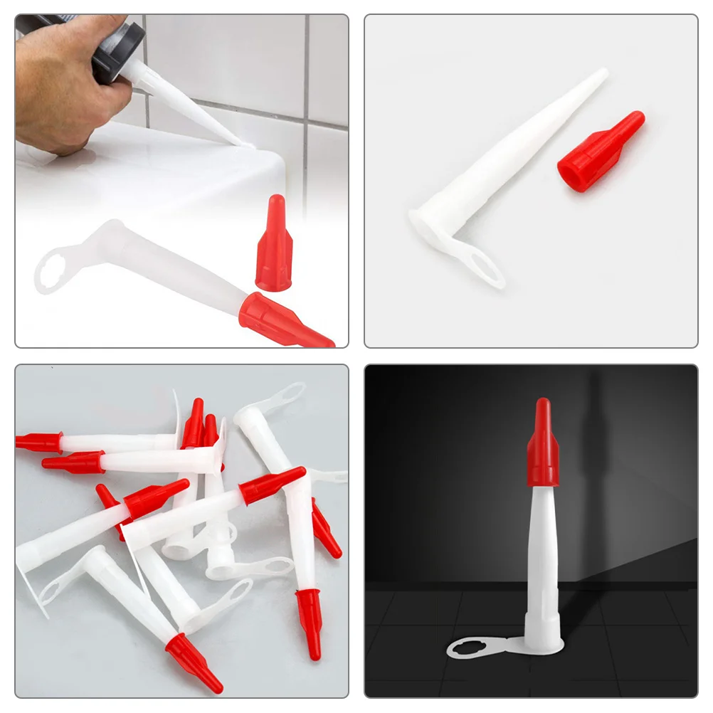 

10Pcs Red Cap Caulk Nozzles Reusable Plastic Sealant Applicator Tips for Silicone Caulking Waterproofing Joint Filler Repair