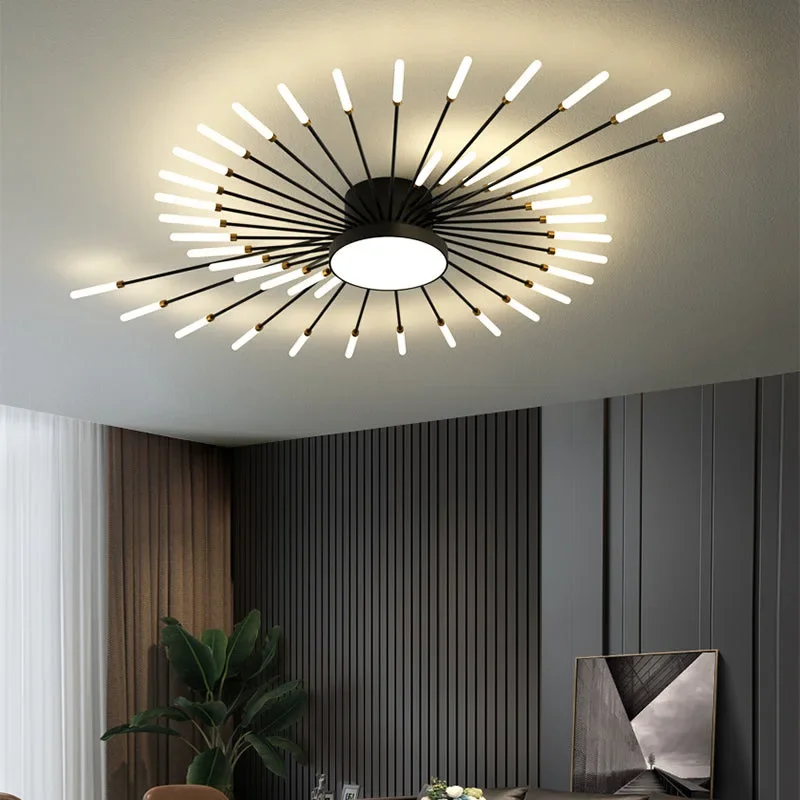 Modern LED Ceiling Lamps Sunflower Chandelier Brushed Antique Creative Living Dining Room Bedroom Home Decoration Fixture Luster