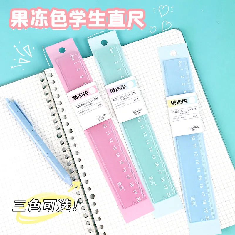 

Creative jelly colored student ruler transparent 20cm scale thickened acrylic plastic ruler measuring tool