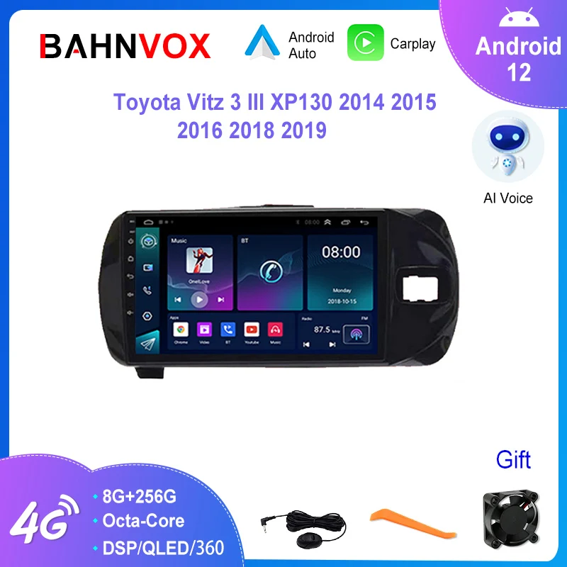 

9" Android 12.0 Car Radio for Toyota Vitz 3 XP130 2014 2015 2018 2019 4G Carplay GPS Navigation Stereo Multimedia Player 2 Din