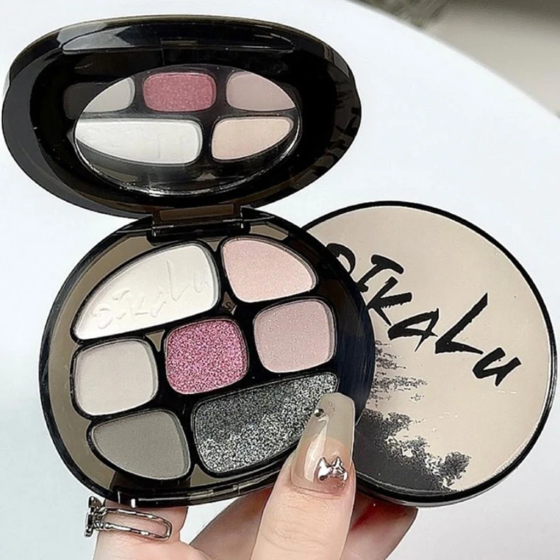 DIKALU 8-Farben-Lidschatten-Palette, rauchrosa, matt, perlmuttartig, glitzernd, schwarz, lila, braun, coole Nacht-Augenkosmetik für Frauen