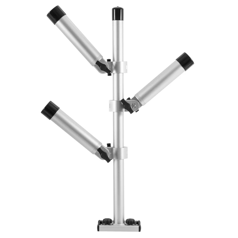 Triple Rod Tree for Boats,360° Horizontal & 180° Vertical Swivel, Quick-Install Track Mount for Crappie, Bass & Panfish Trolling