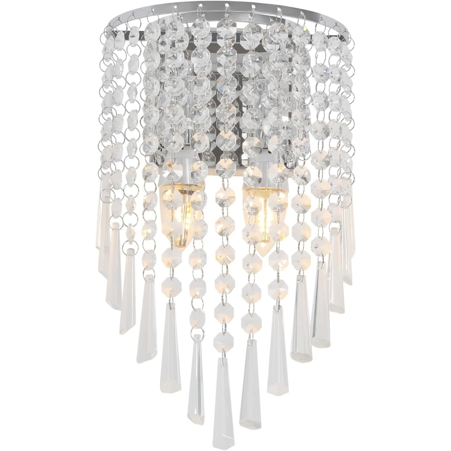 

Современный настенный светильник, хрустальный настенный светильник для спальни и прихожей, элегантное серебряное бра с хрустальными подвесками K9, прочная нержавеющая сталь