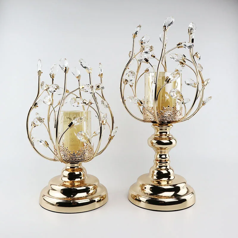 

European candle holder crystal metal candle holder ornament light luxury American household dining table candlelight dinner