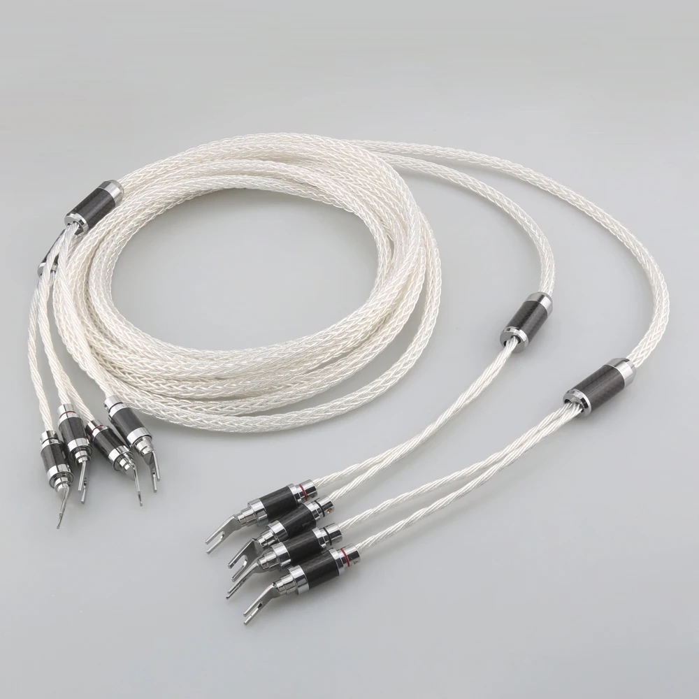 

HI-End OCC 8AG 7N Silver-Plated Hifi Speaker Cable Spade to Spade Plug Y-Y Loudspeaker cable