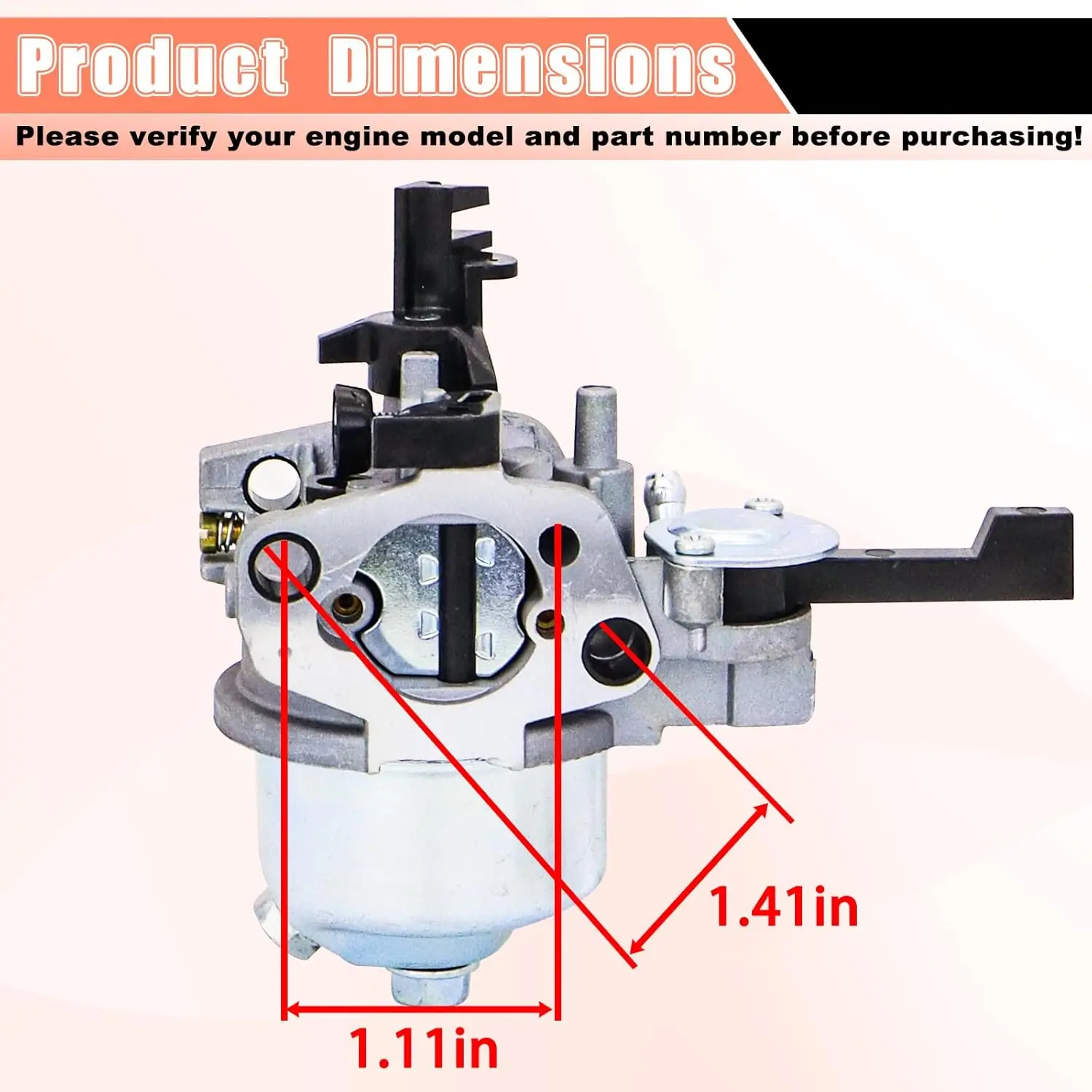 Carburetor kit for County Line 22 Ton Log Splitter Fits for Kohler 6.5 HP Engine