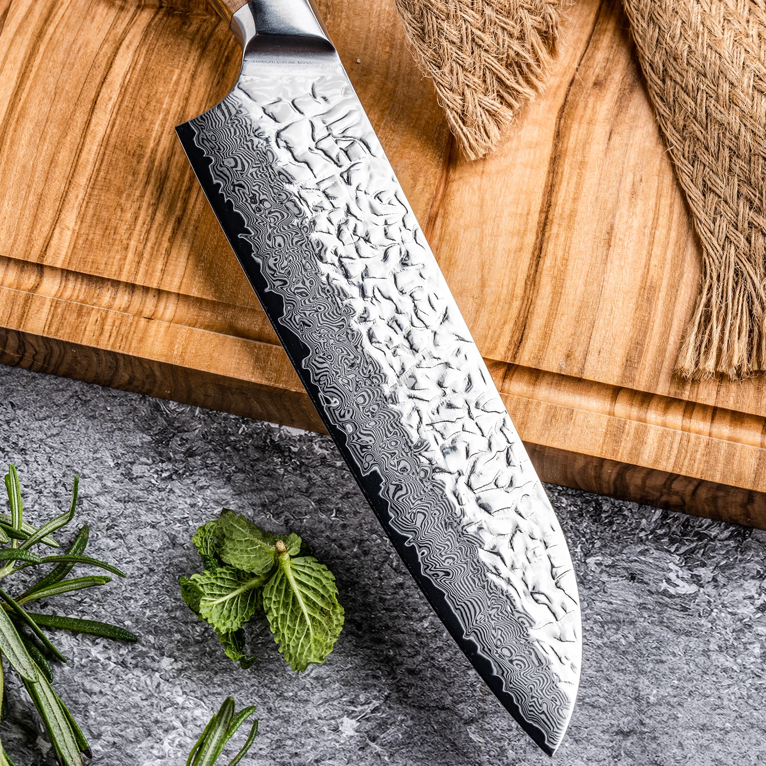 Grandsharp المهنية 7 بوصة سكين Santoku 67 طبقة دمشق الصلب Aus10 سكاكين المطبخ الشيف أدوات الطبخ مع مقبض الخشب