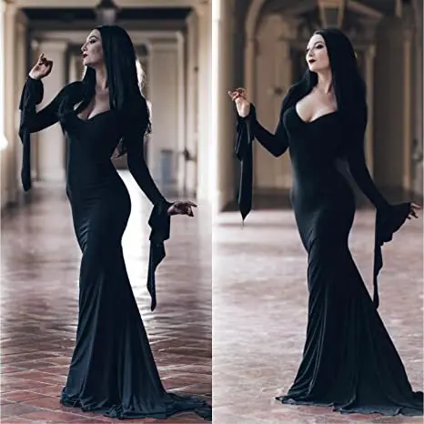 white christmas dresses Scarlet Darkness Morticia Addams Gothic Bat Sleeve Maxi Bodycon Dress main image 0