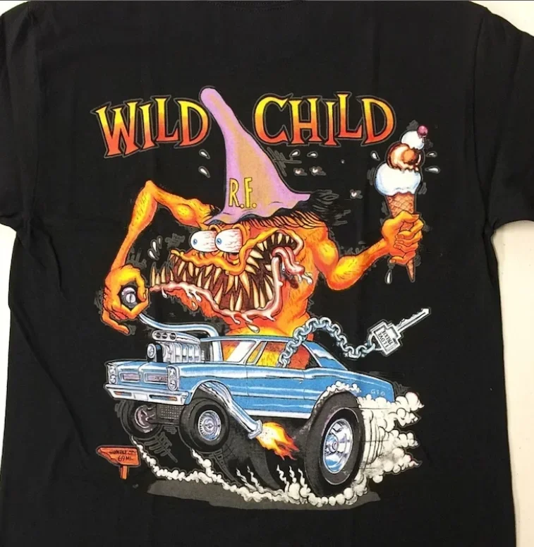 Rat Fink Wild Child T-Shirt Ed Big Daddy Roth Men'S Black Tee Size S-5Xl Reprint