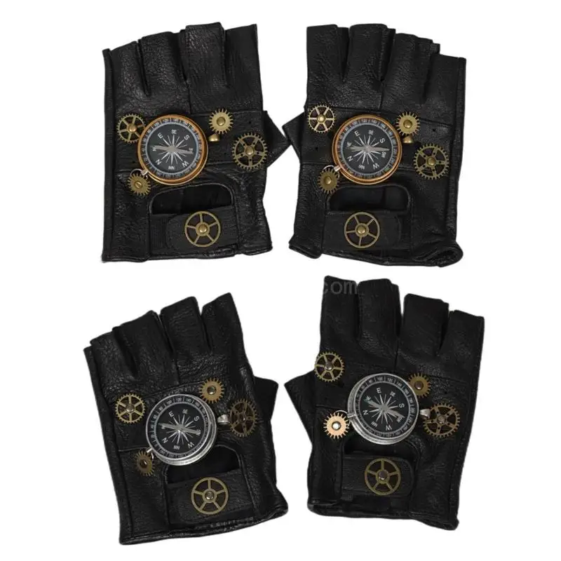 Unisex Fingerless Gloves Punk Style Industrial Age Cosplay for ComicCon Costume Cosplay Industrial Age Stage Shows